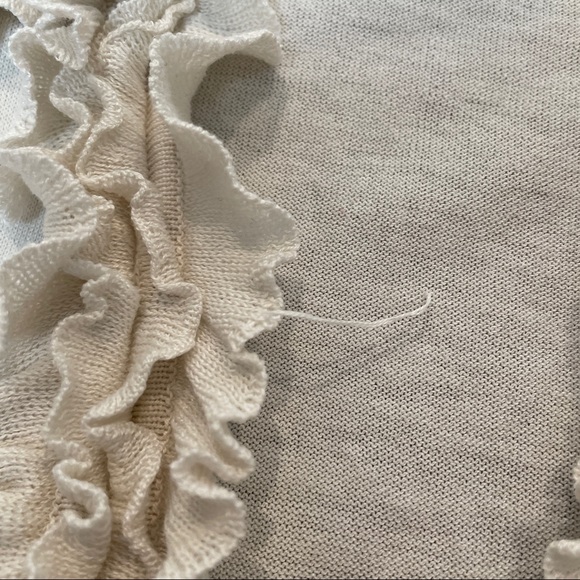 BCBGMaxAzria white ruffle front cardigan Sz S BCBG Max Azria exaggerated ruffle - Picture 9 of 11